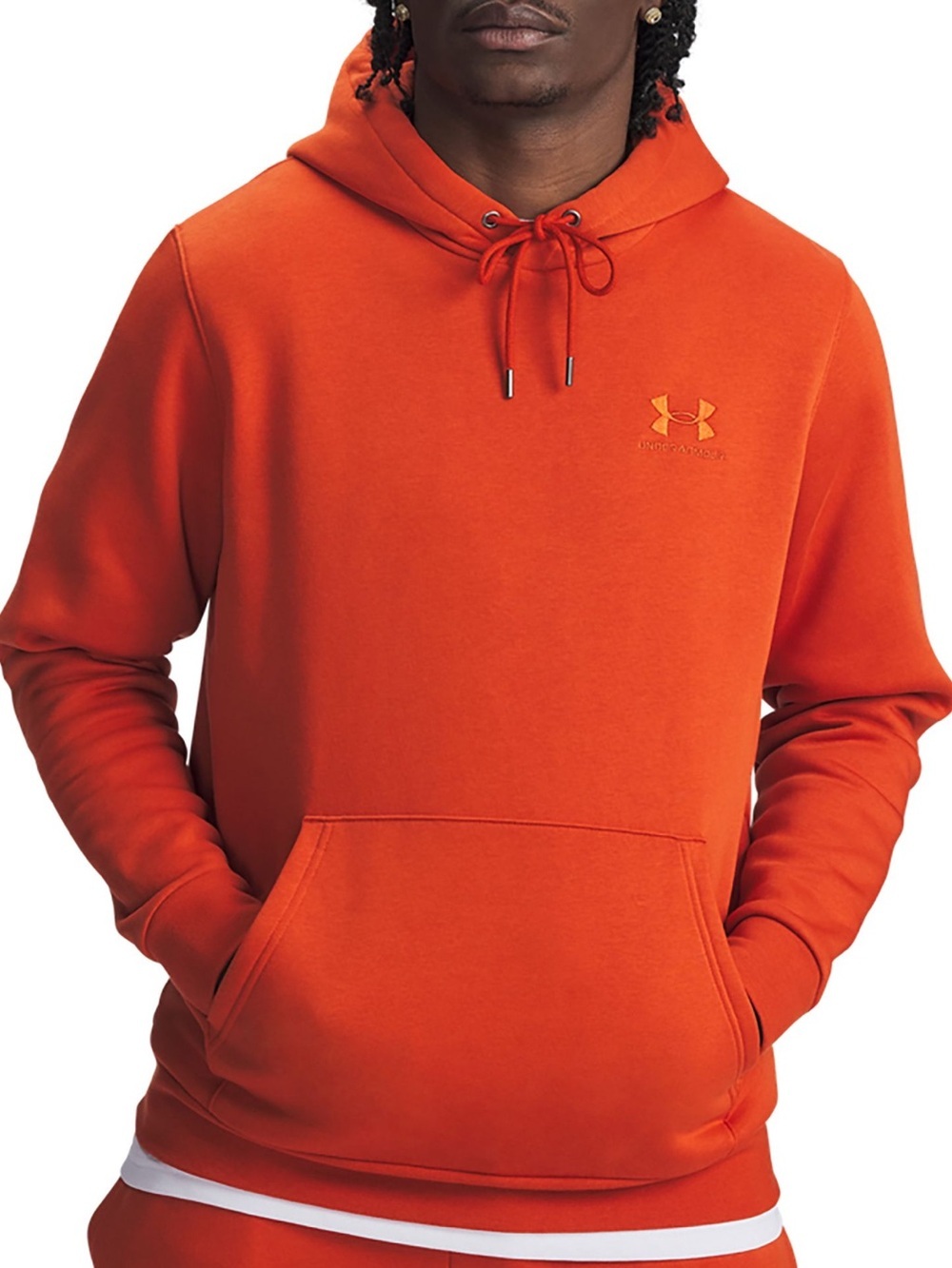Under Armour Men's Large Orange Fleece Hoodie Loose Fit Pullover NWT